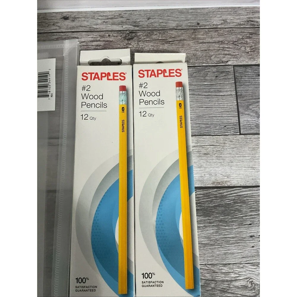 Staples Wood Pencils #2 Lead Latex-free Erasers 2 Boxes-12 Pencils Each